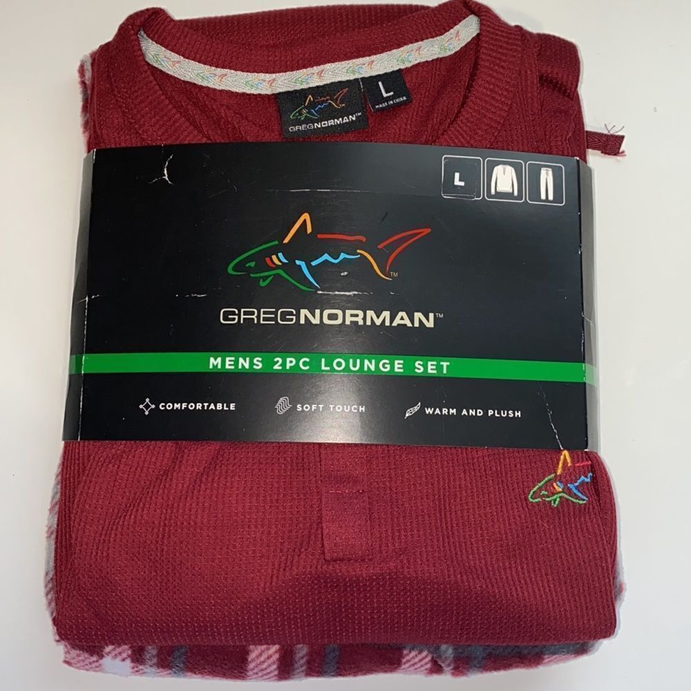 GREG NORMAN - Men’s Thermal Top & Fleece Pant Lounge Set 2 Large Sleepwear New!
